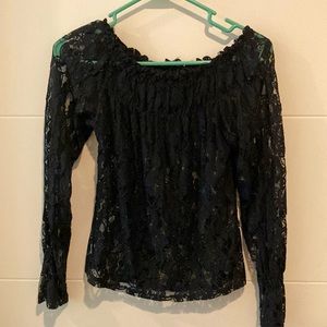 Bebe black lace top size 8